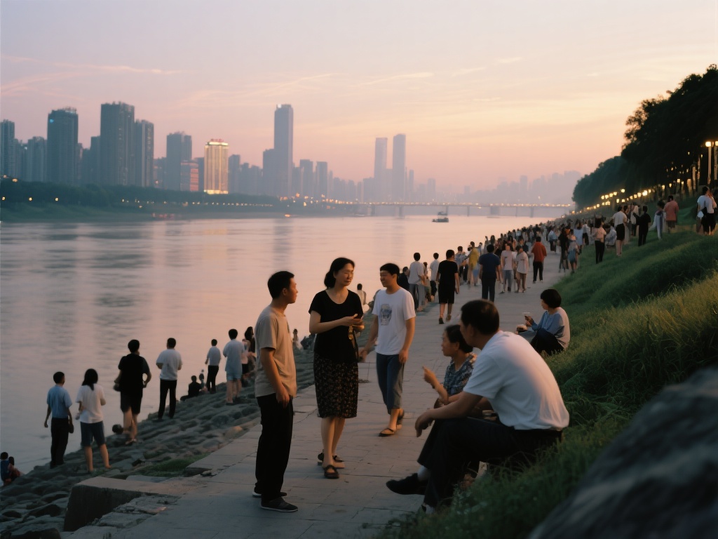 以某城市为例，每到傍晚，当地人都会聚集在